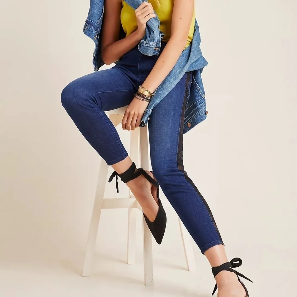 Anthropologie x Pilcro High-Rise Floral Contrast Skinny Jeans